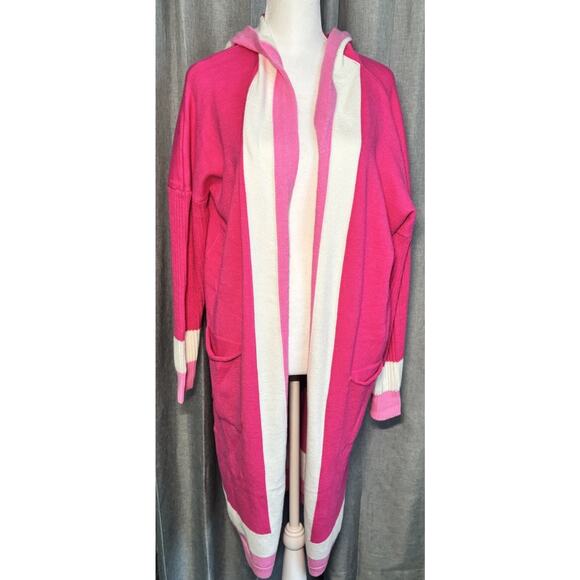 New Super Soft Long Pink Sweater with Hood, NWT Chouyatou Size Small - Picture 1 of 10